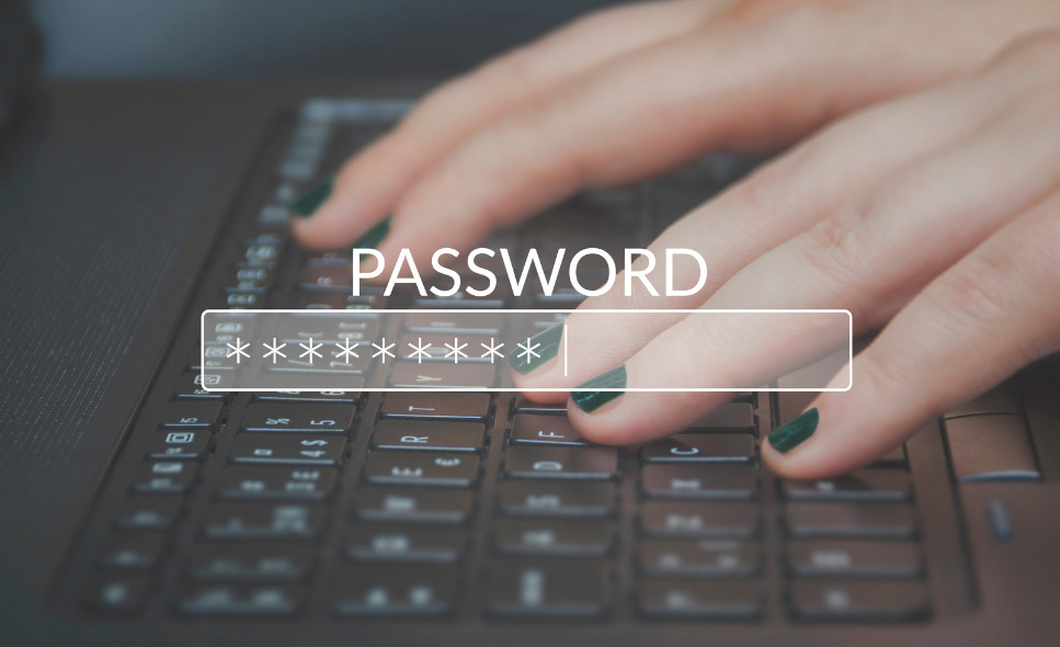 person typing password